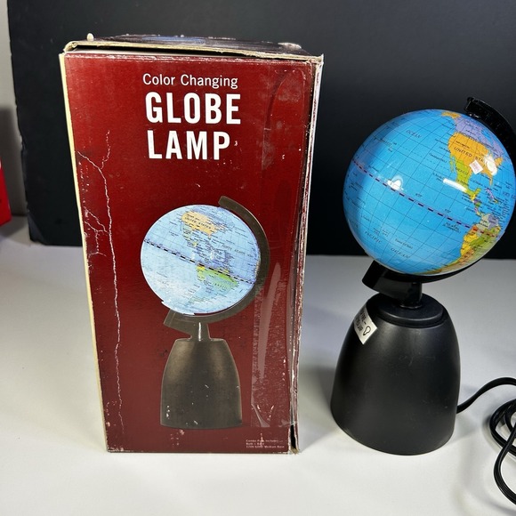 Color Shift LED World Globe Lamp 9.5" Map Night Light w/ Base Tested Working. - Picture 5 of 11